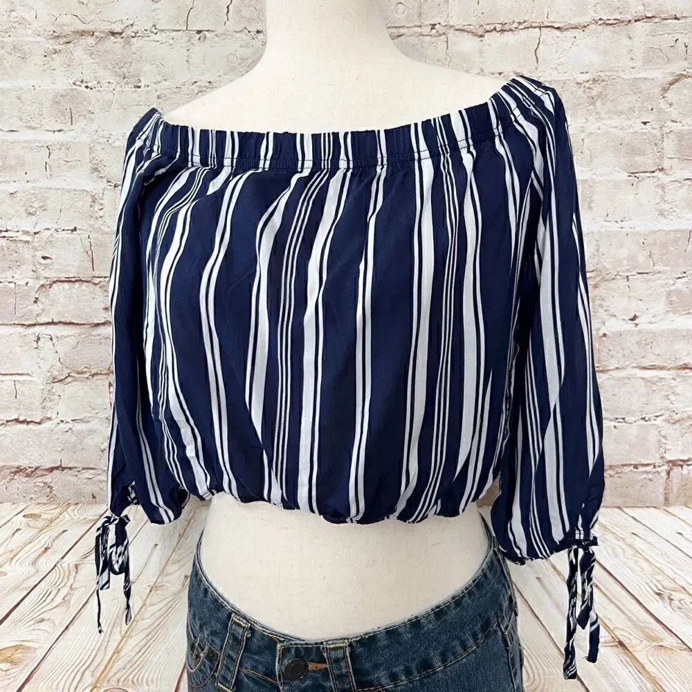 Pacsun la hearts striped cropped blouse top